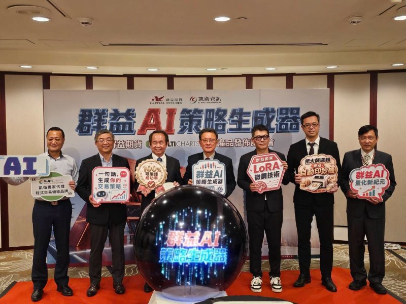 群益期自主研發「AI策略生成器」！ 攜手凱衛 MultiCharts 打造量化交易新體驗。（群益期提供）